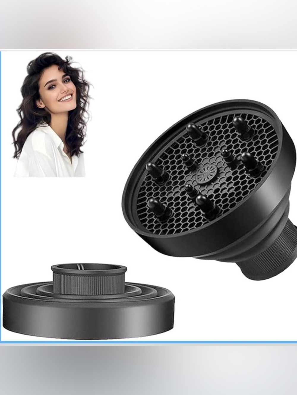 Collapsable Hair Dryer Diffuser - Matte Black Silicone